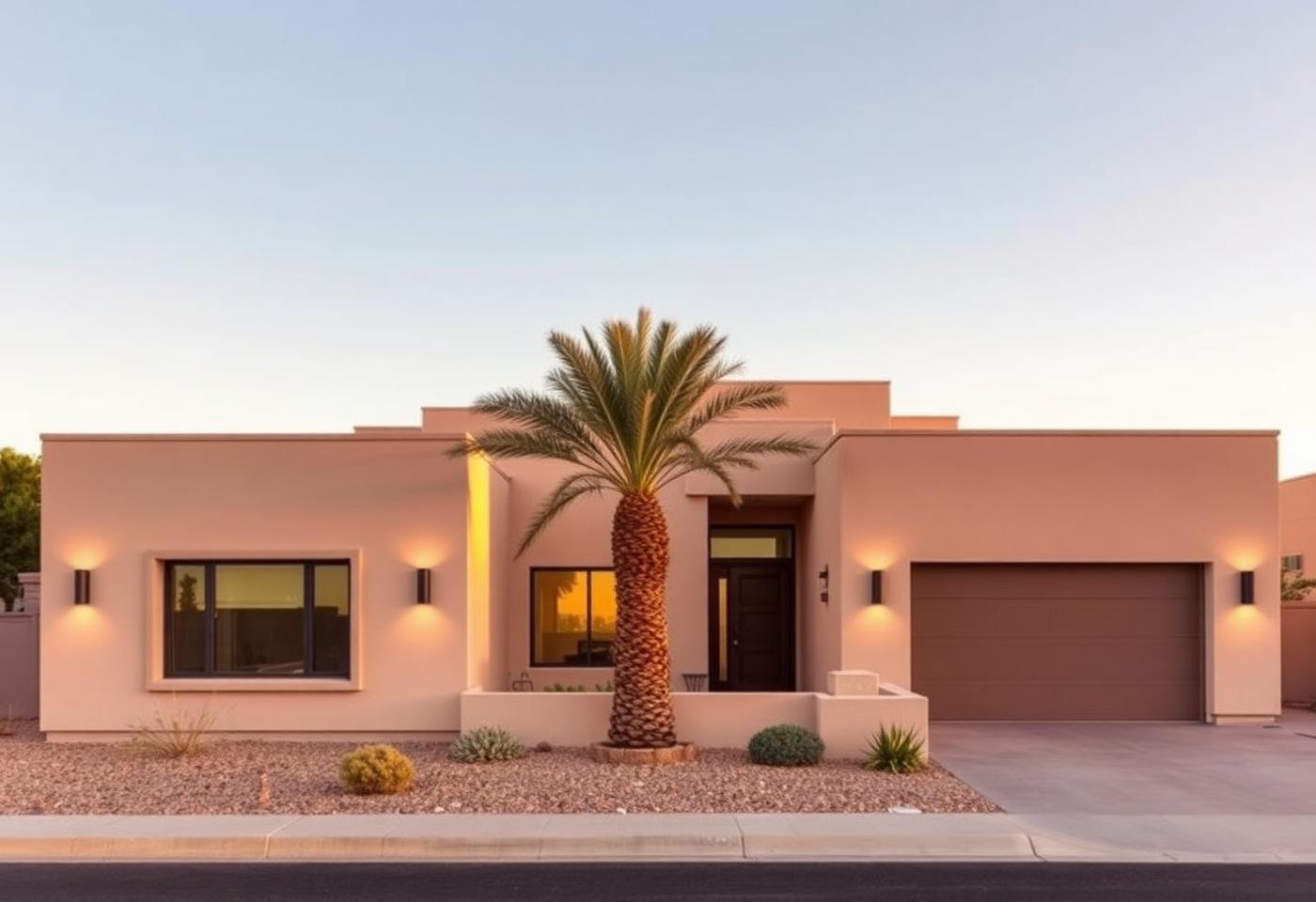 Modern Las Vegas home at golden hour