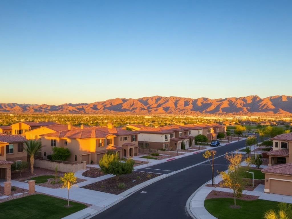 Henderson Nevada suburban neighborhood with mountain backdrop